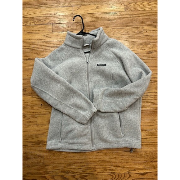Columbia Women’s Plus size 1X Full Zip Fleece Light Gray Jacket - Picture 2 of 9